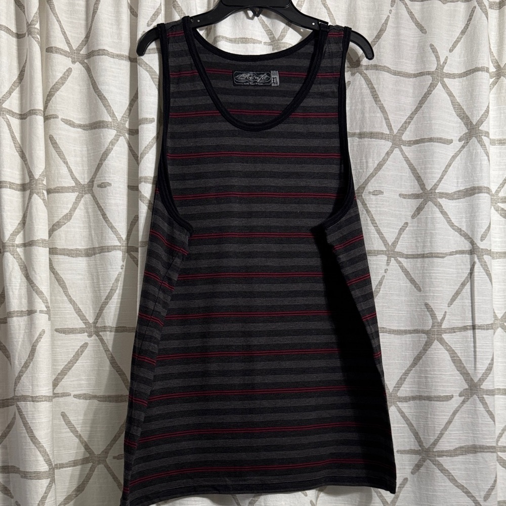 Retrofit Black and Red Striped Knit Top